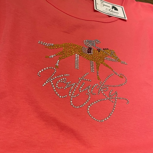 Equine Artwear Women’s Melon Kentucky Derby Jockey Shirt Top Size 2X Rhinestone - Picture 8 of 8